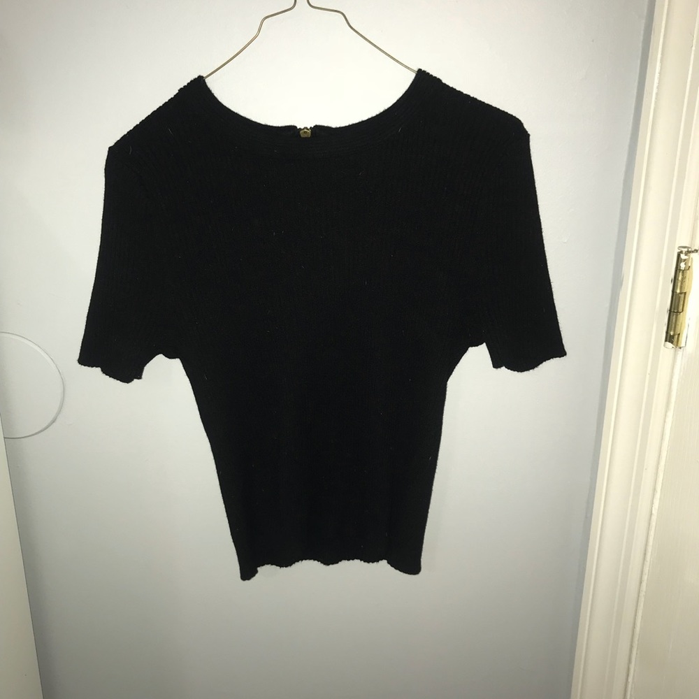 Short Sleeve High Neck Black Shirt